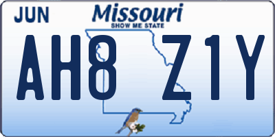 MO license plate AH8Z1Y