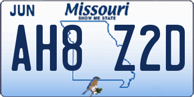 MO license plate AH8Z2D