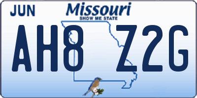 MO license plate AH8Z2G