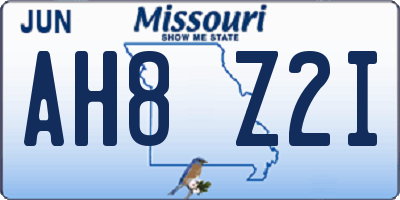 MO license plate AH8Z2I