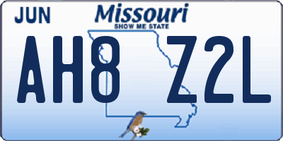 MO license plate AH8Z2L
