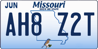 MO license plate AH8Z2T