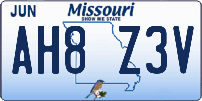 MO license plate AH8Z3V