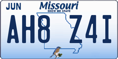 MO license plate AH8Z4I