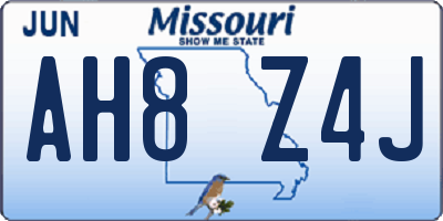 MO license plate AH8Z4J