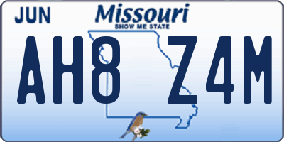 MO license plate AH8Z4M
