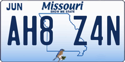 MO license plate AH8Z4N
