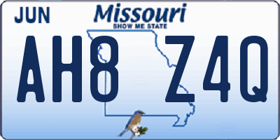 MO license plate AH8Z4Q