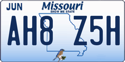 MO license plate AH8Z5H