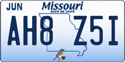 MO license plate AH8Z5I