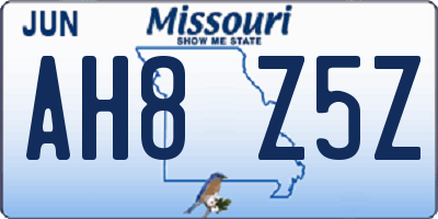 MO license plate AH8Z5Z
