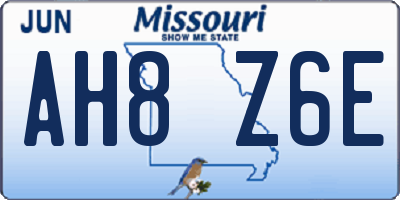 MO license plate AH8Z6E