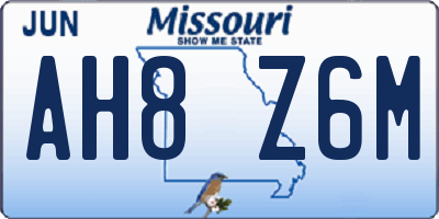 MO license plate AH8Z6M