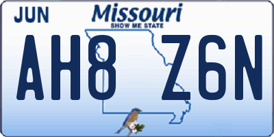 MO license plate AH8Z6N