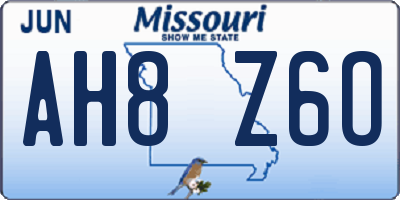 MO license plate AH8Z6O