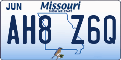 MO license plate AH8Z6Q