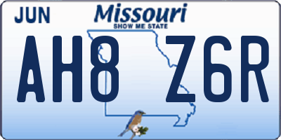 MO license plate AH8Z6R