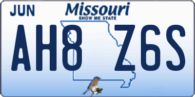 MO license plate AH8Z6S