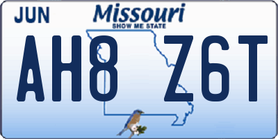 MO license plate AH8Z6T