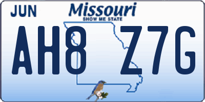MO license plate AH8Z7G
