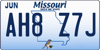 MO license plate AH8Z7J