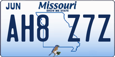 MO license plate AH8Z7Z