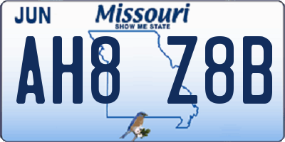 MO license plate AH8Z8B