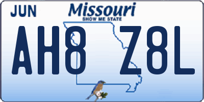 MO license plate AH8Z8L