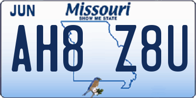 MO license plate AH8Z8U