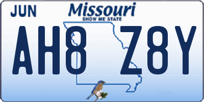 MO license plate AH8Z8Y