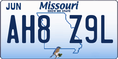 MO license plate AH8Z9L