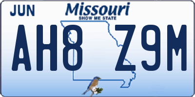 MO license plate AH8Z9M