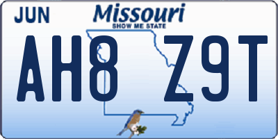 MO license plate AH8Z9T