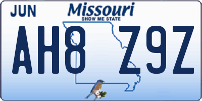 MO license plate AH8Z9Z