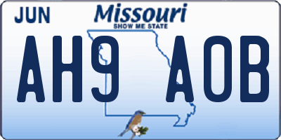 MO license plate AH9A0B