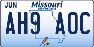 MO license plate AH9A0C