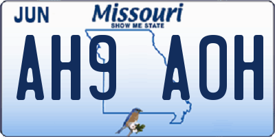MO license plate AH9A0H