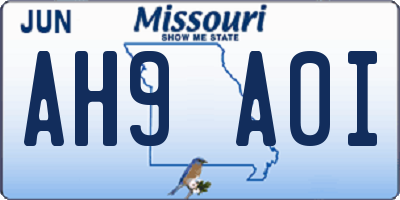 MO license plate AH9A0I