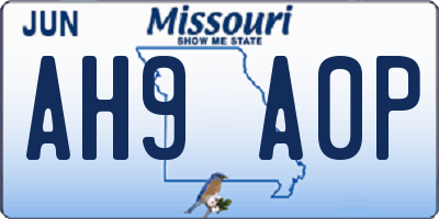 MO license plate AH9A0P
