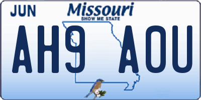 MO license plate AH9A0U
