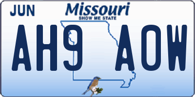 MO license plate AH9A0W