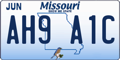 MO license plate AH9A1C