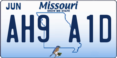 MO license plate AH9A1D