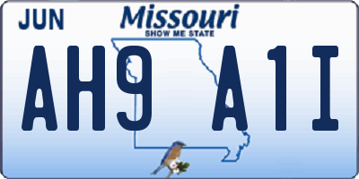 MO license plate AH9A1I