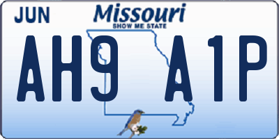 MO license plate AH9A1P