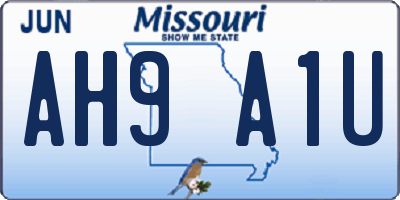 MO license plate AH9A1U