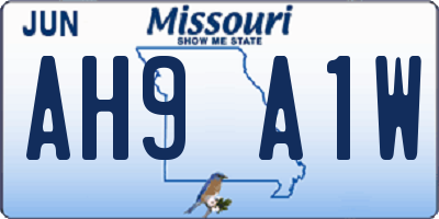 MO license plate AH9A1W