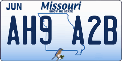 MO license plate AH9A2B