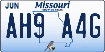 MO license plate AH9A4G