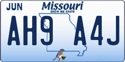MO license plate AH9A4J